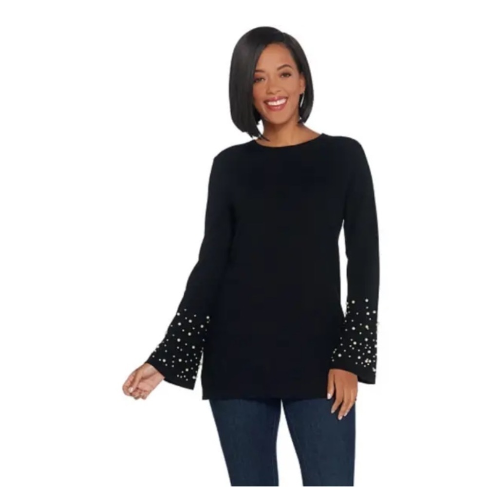 Linea Louis Dell'Olio Whisper Knit Sweater Pearl Trim Sweater size 3X